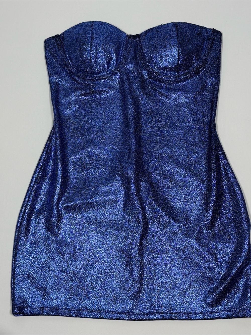 Blanc Blue Sparkle Strapless Dress Rave Club Homecoming SEE VIDEO FOR SPARKLE!